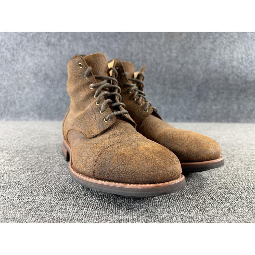 Taft Boots Mens 7 Brown Leather Combat Ankle Lace Up Rubber Sole Lined Cap Toe - Picture 2 of 13